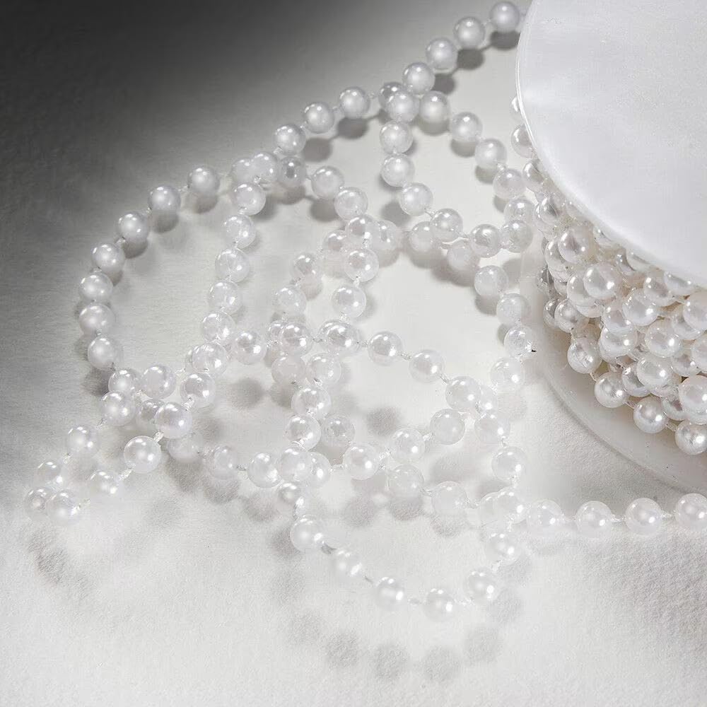 EliteKoopers 2m White Pearl Beads On String 8mm Chain Ribbon for Craft, Cake, Wedding Decoration