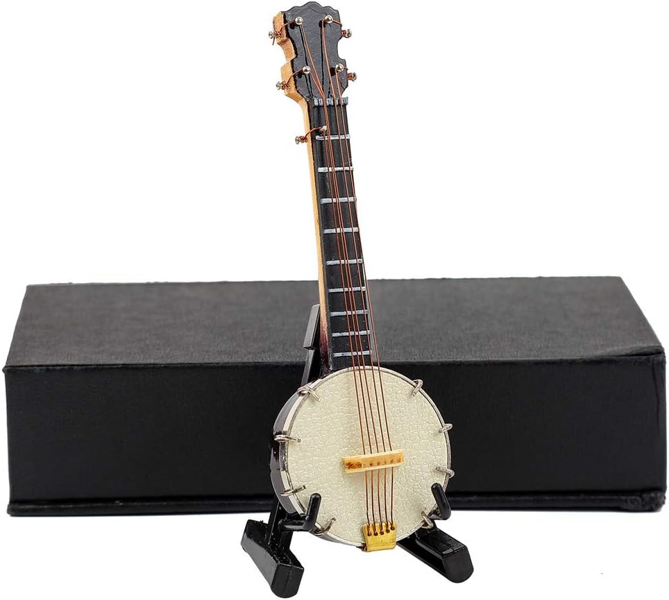 Dselvgvu Miniature Banjo with Stand and Case Mini Musical Instrument