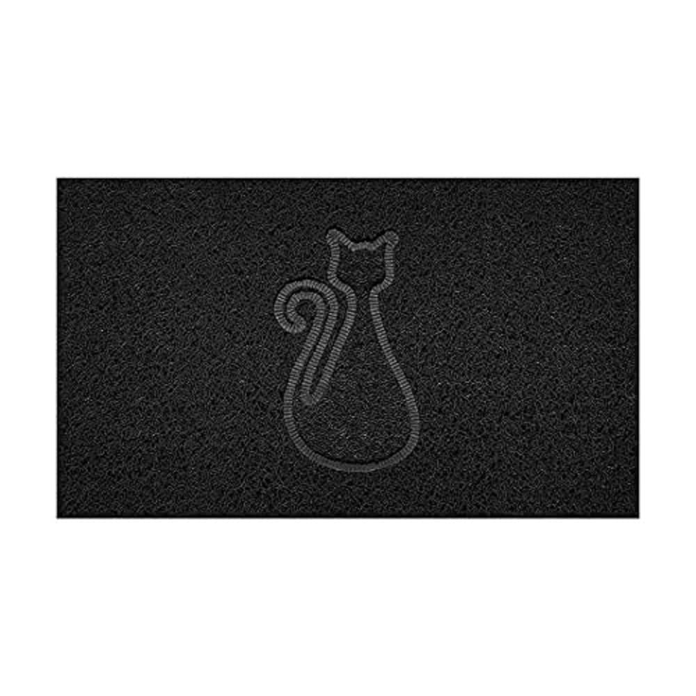 Nicoman Embossed Spaghetti Door Mat Dirt-Trapper Jet-Washable Doormat 70x43cm (Black, CAT Shape) - Use Indoor or Sheltered Outdoor