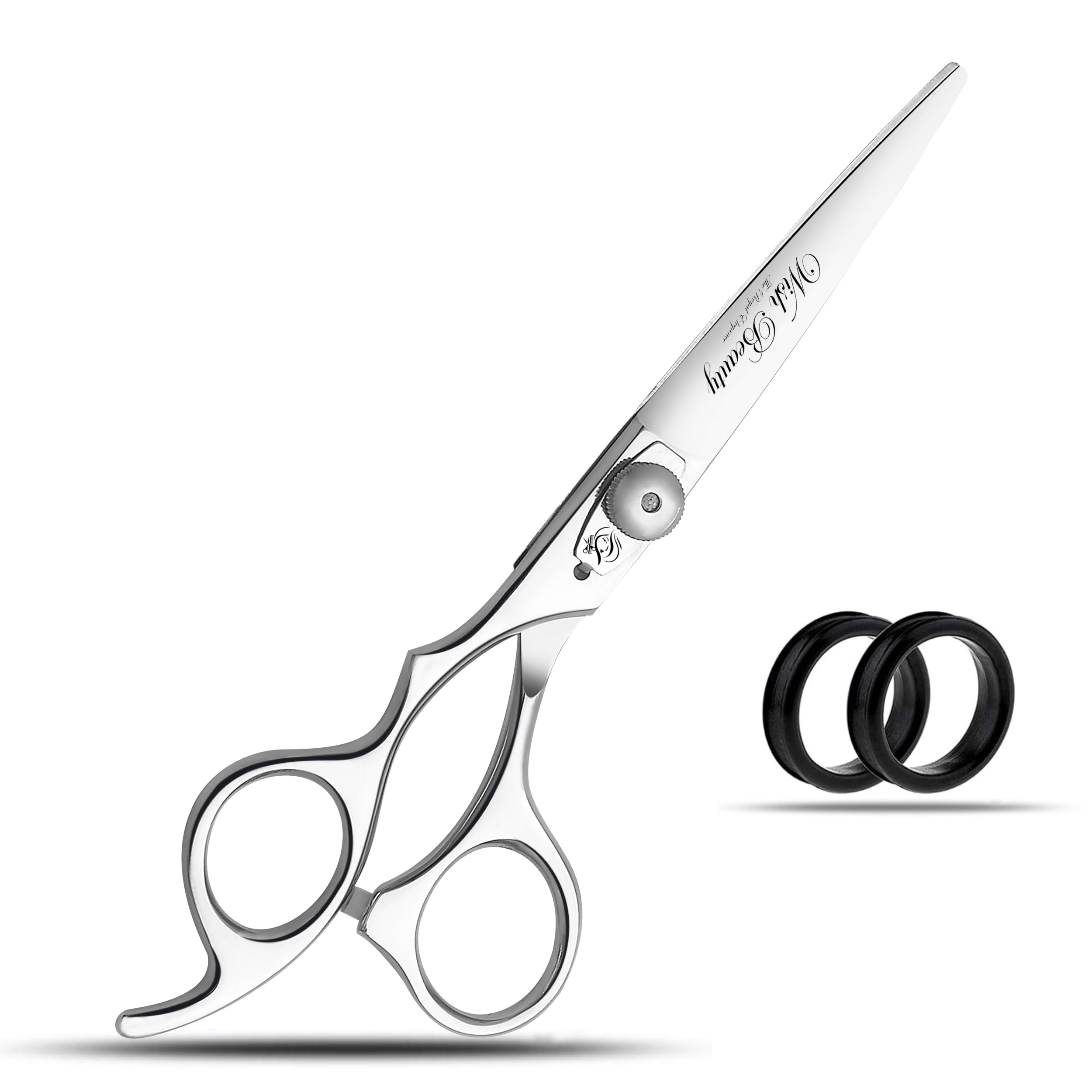 Wishbeauty Professional Left Handed Hairdressing Scissors, 6.5” Silver Offset