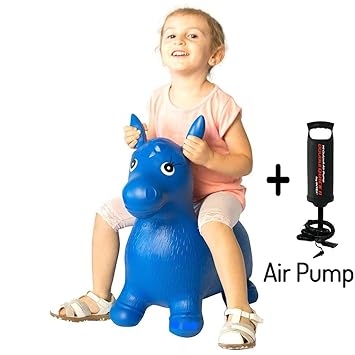 CocoRio Inflatable Hopping Soft Rubber Horse Animal Toy for Kids with Air Pump (Colour May Vary)