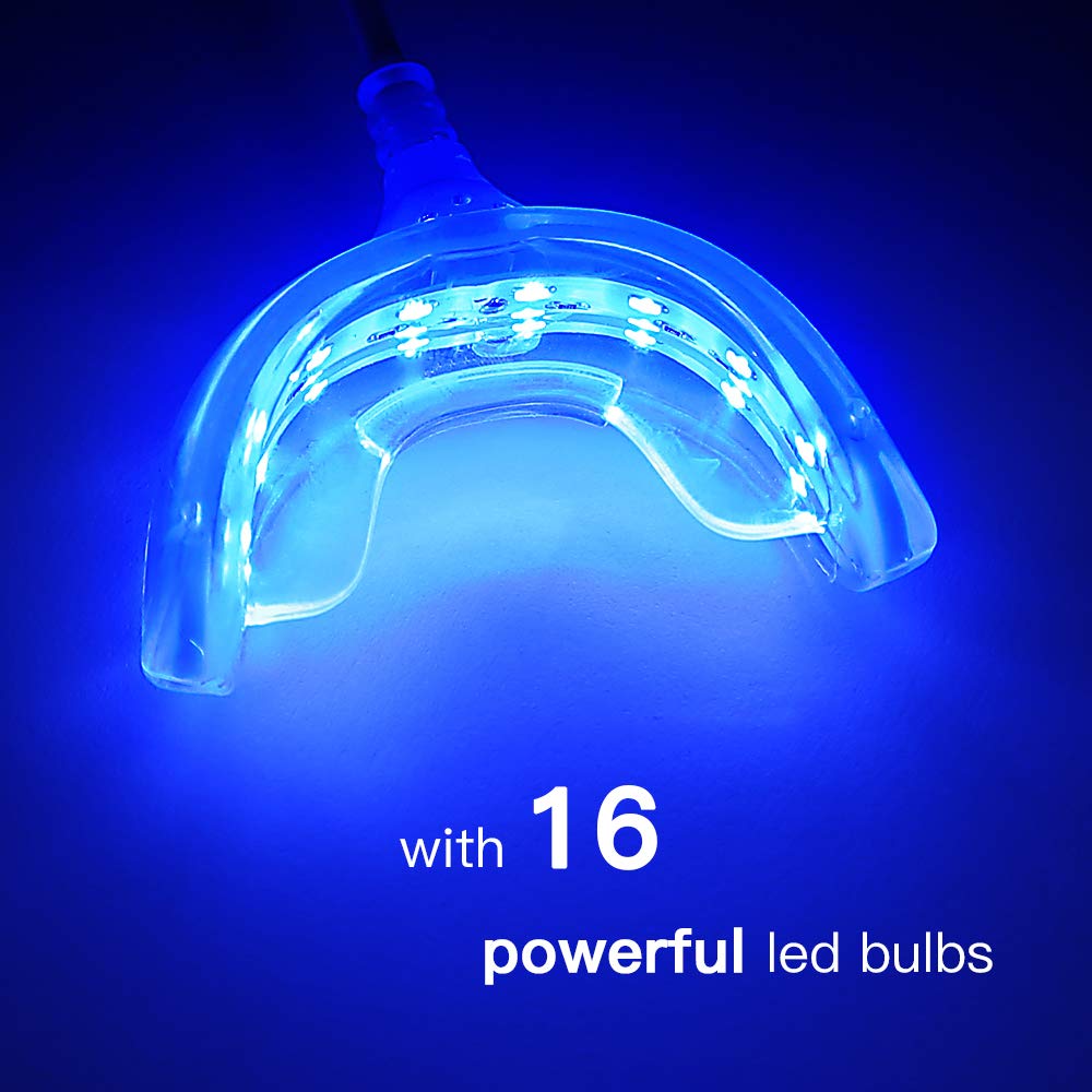 SENSOLOGY Teeth Whitening Kit with Led Light, 16 powerful Teeth Whitener, 35% Carbamide Peroxide Tooth Whitener, (4) 3ml Gel Syringes, Mouth Tray, (5) Whitening Stripes-Built in 7 Types Timer : Beauty