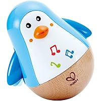 Hape Penguin Musical Wobbler | Colorful Wobbling Melody Penguin, Roly Poly Toy for Kids 6 Months+, Multicolor, 5'' x 2'' (E03