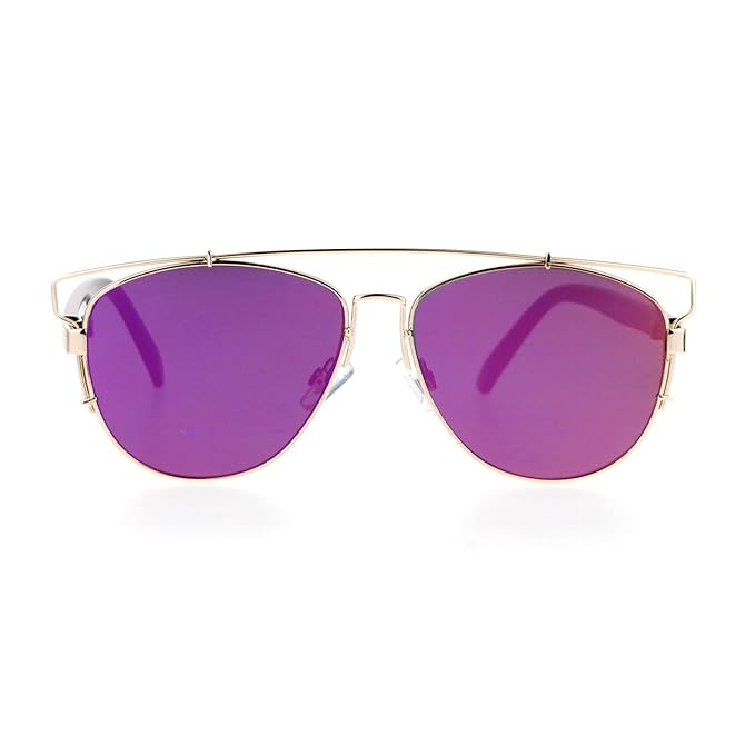 Buy SA106 Ultra Flat Unique Retro Mirrored Lens Wire Half Rim Look