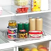Oizeir Refrigerator Lazy Susan - Clear Rectangular Fridge Organizer - Turntable Tray Lazy Susan for Refrigerator - Cabinet & Pantry Organizer - Smooth 360° Rotating Swivel Spinning Fridge Shelf