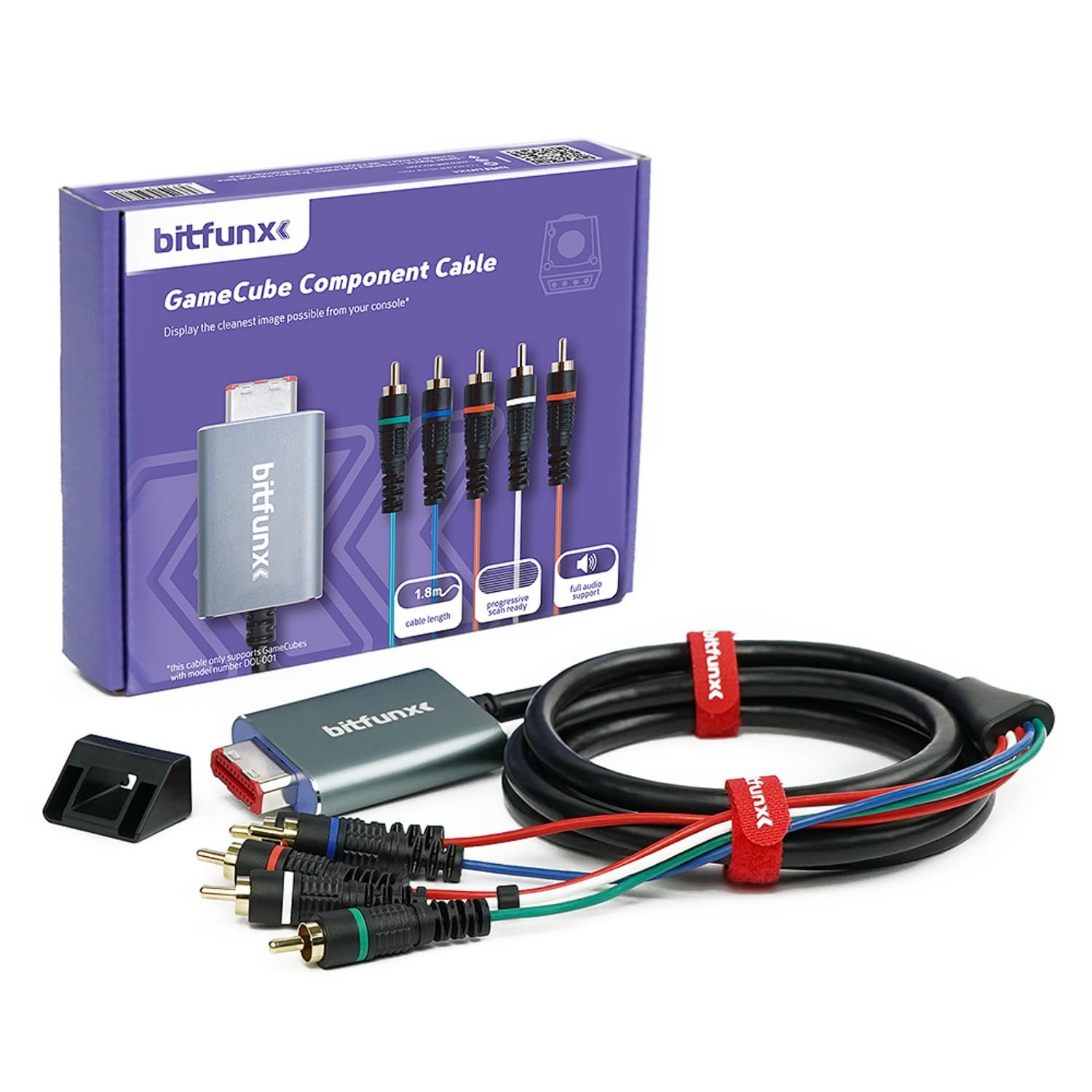 BITFUNX NGC Component Cable Adapter - Supports Video (3RCA) and Audio (2RCA), Plug & Play Video Game Adapter with No Lag, for NGC Console (6 ft)