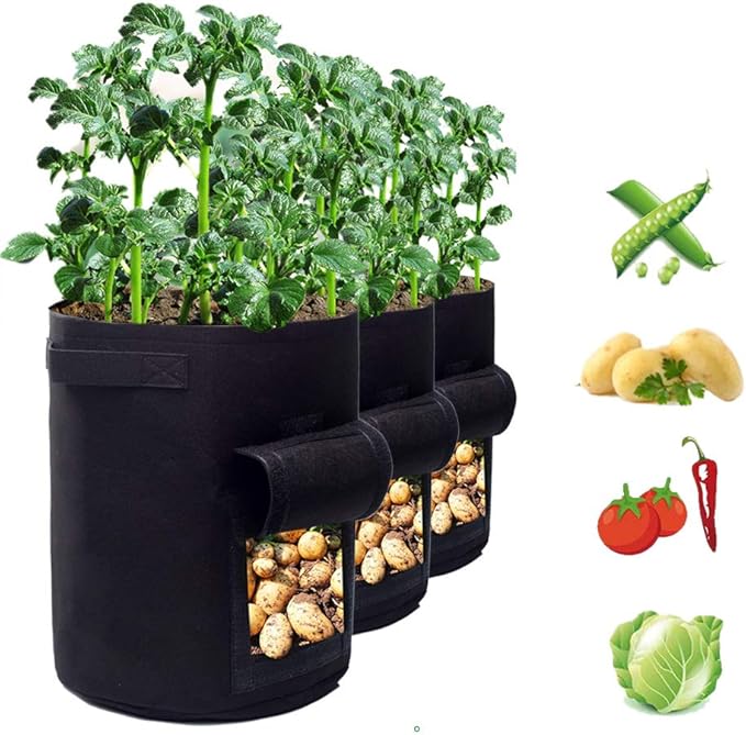 GERAWOO 3 Pcs Premium Tomato Grow Bags, 7 Gallon Vegetable Planter