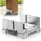 6x6 Post Base for Concrete, Heavy Duty Galvanized Steel Bracket, 6 Pack | Fits actual 5.5 x 5.5 in wood posts, 1 in standoff, deck pergola fence gazebo porch, hardware included
