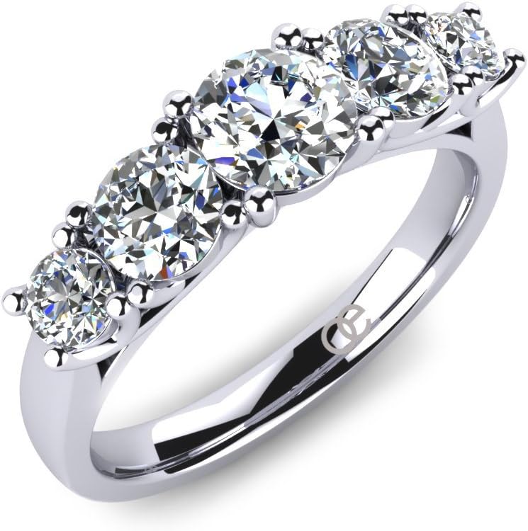 Moncoeur Engagement Wedding Bands Pivoine + 925 Sterling Silver Rings Cubic Zirconia + Anniversary Wedding Bands + Silver Engagement Rings + rose Rings + Comfort Fit + Luxury Gift Box