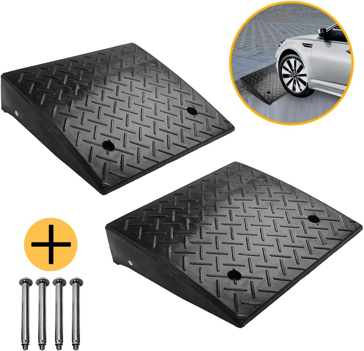 ScinoTec 4.3 Inch Rise Solid Rubber Curb Ramps 15 Ton Load