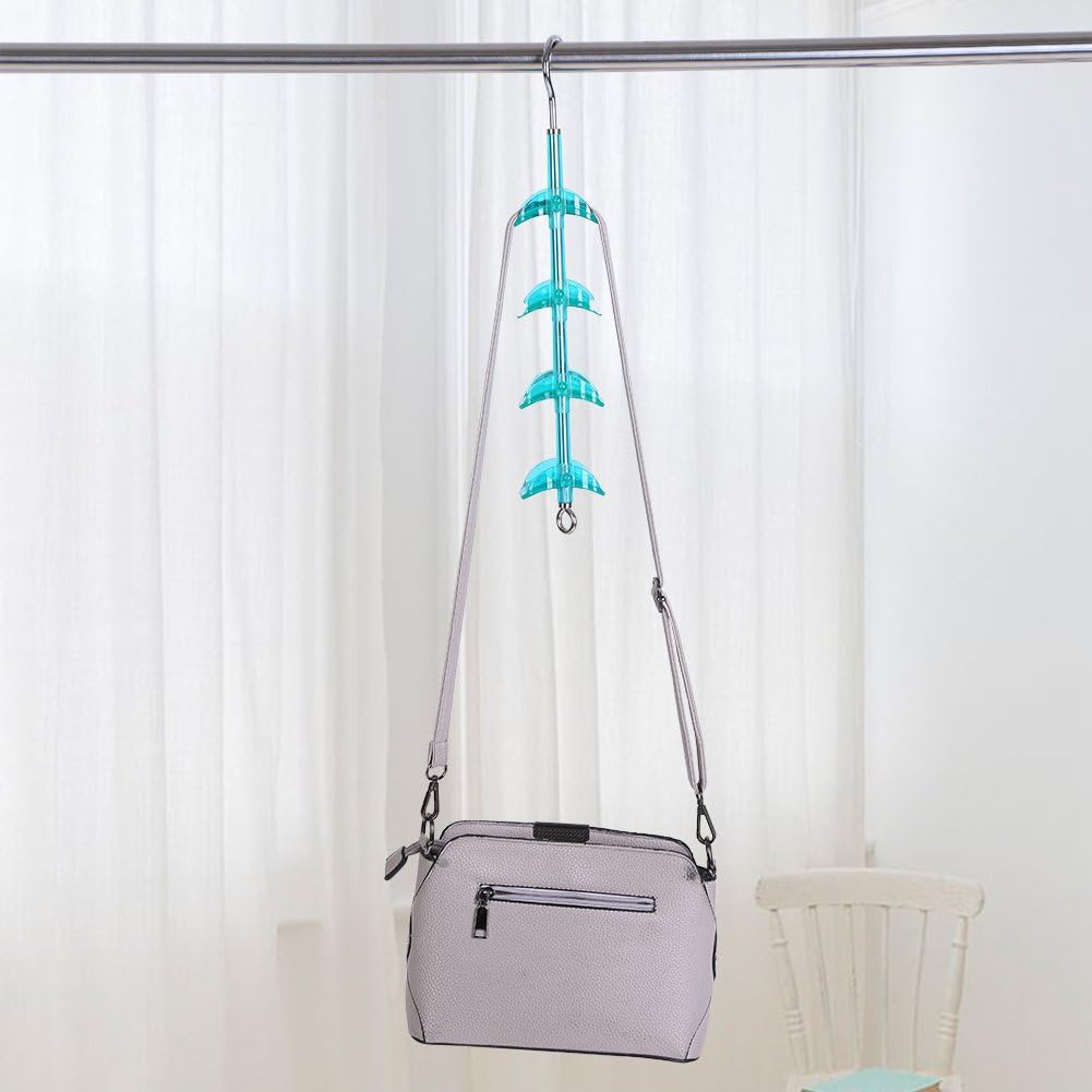 Portable Handbag Hangers & Hooks,Fdit 4 Hooks Hanging Handbag Holder Rotateble Closet Accessories for Purses Handbags - Image 5