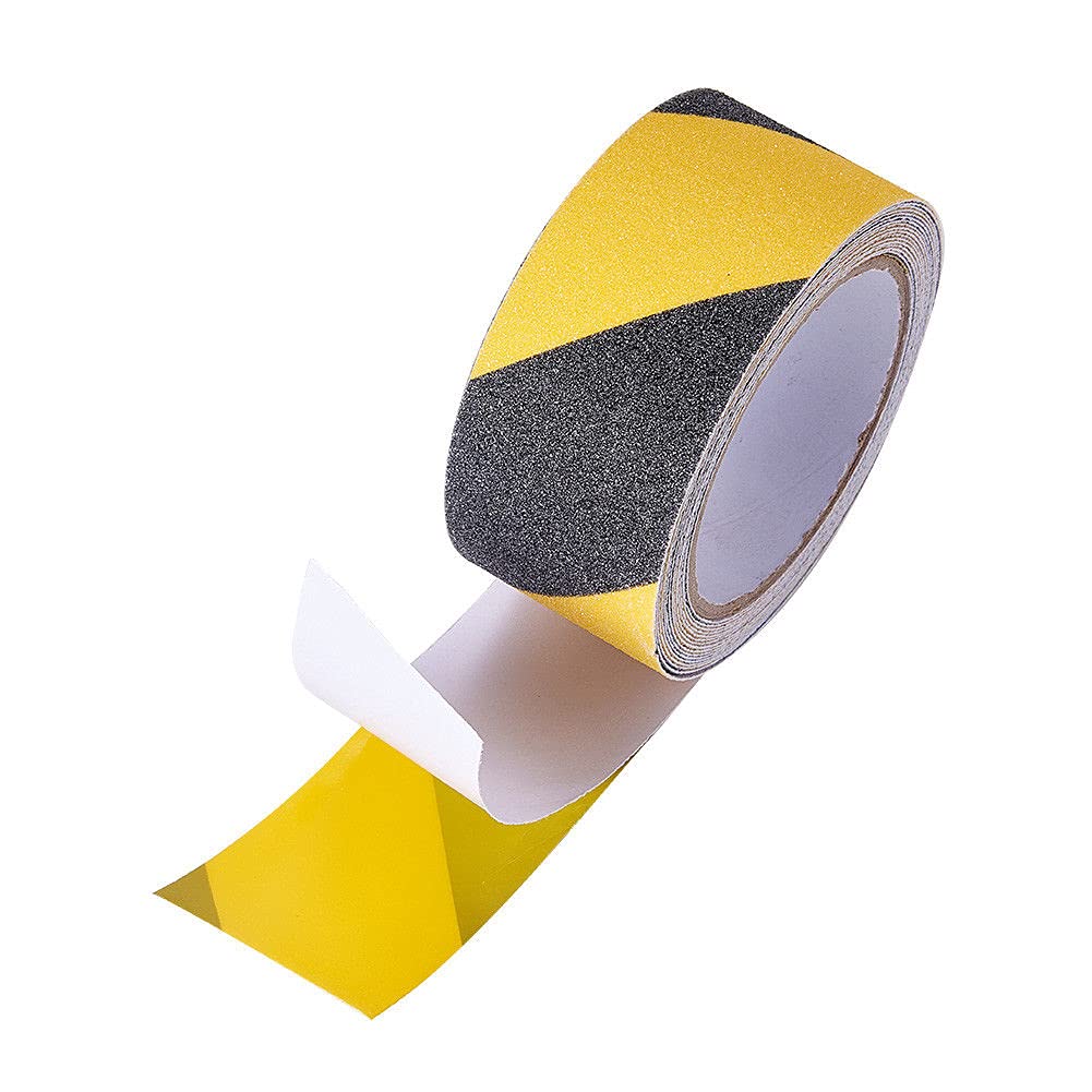Anti Slip Safety Tape, 100mm*5m Hazard Caution Tape, Strong Grip Abrasive Tape for Indoor Outdoor Walkway Stairs, Steps (Yellow&Black)