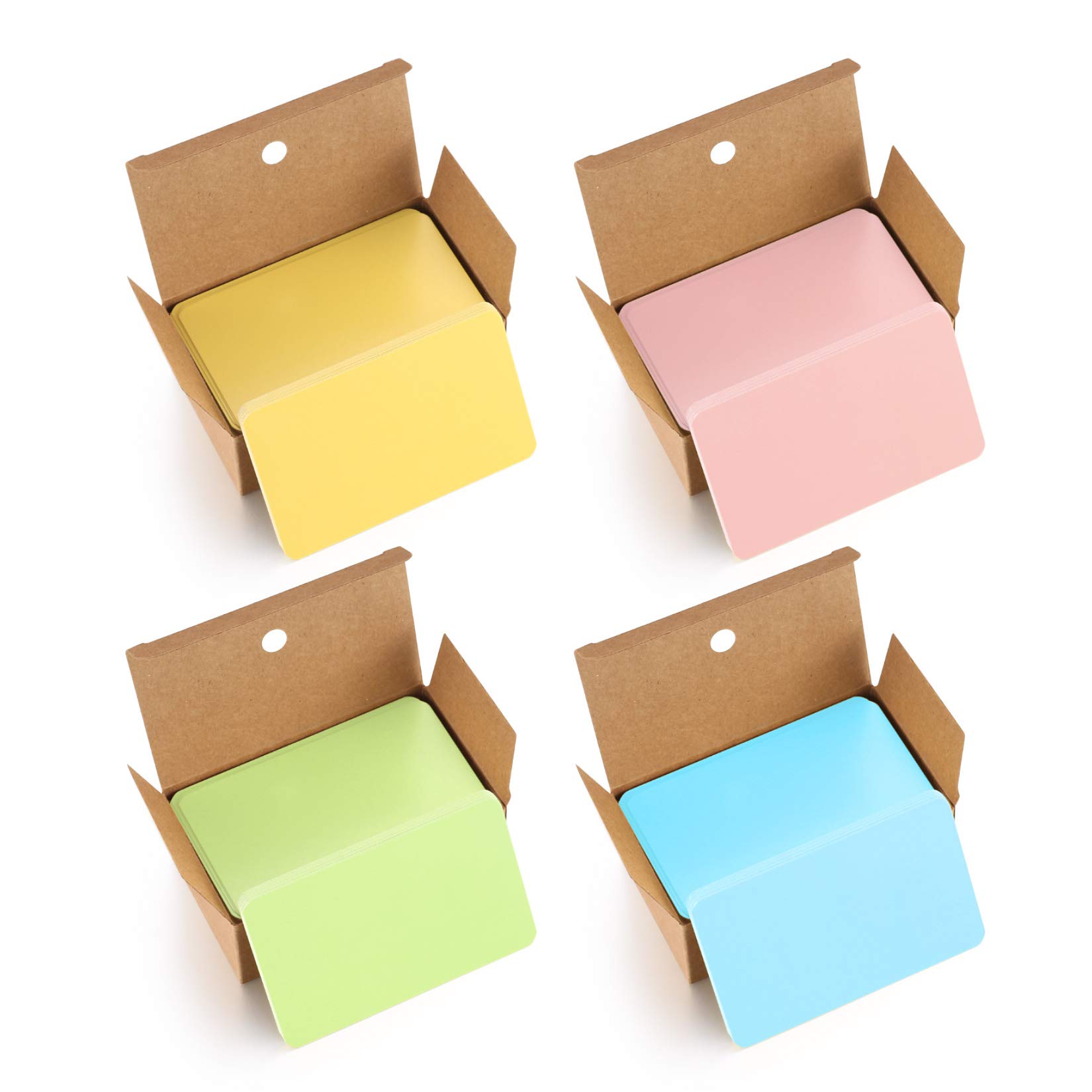 400 Pcs Colored Blank Kraft Paper Cards, Craft Card Paper, Multicolor Business Message Flash Cards Blank for Learning, Study, DIY, Memory(Pink/Green/Yellow/Blue)