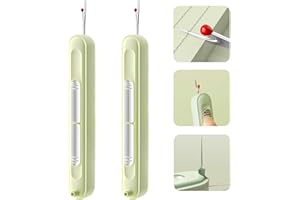 Girlsvorlsvi Upgraded 2 in 1 Automatic Needle Threaders Seam Ripper, Needle Threaders for Hand Sewing, Stitch Remover Tool, Multifunctional Quilting Supplies Sewing Accessories (Green 2 Pack)