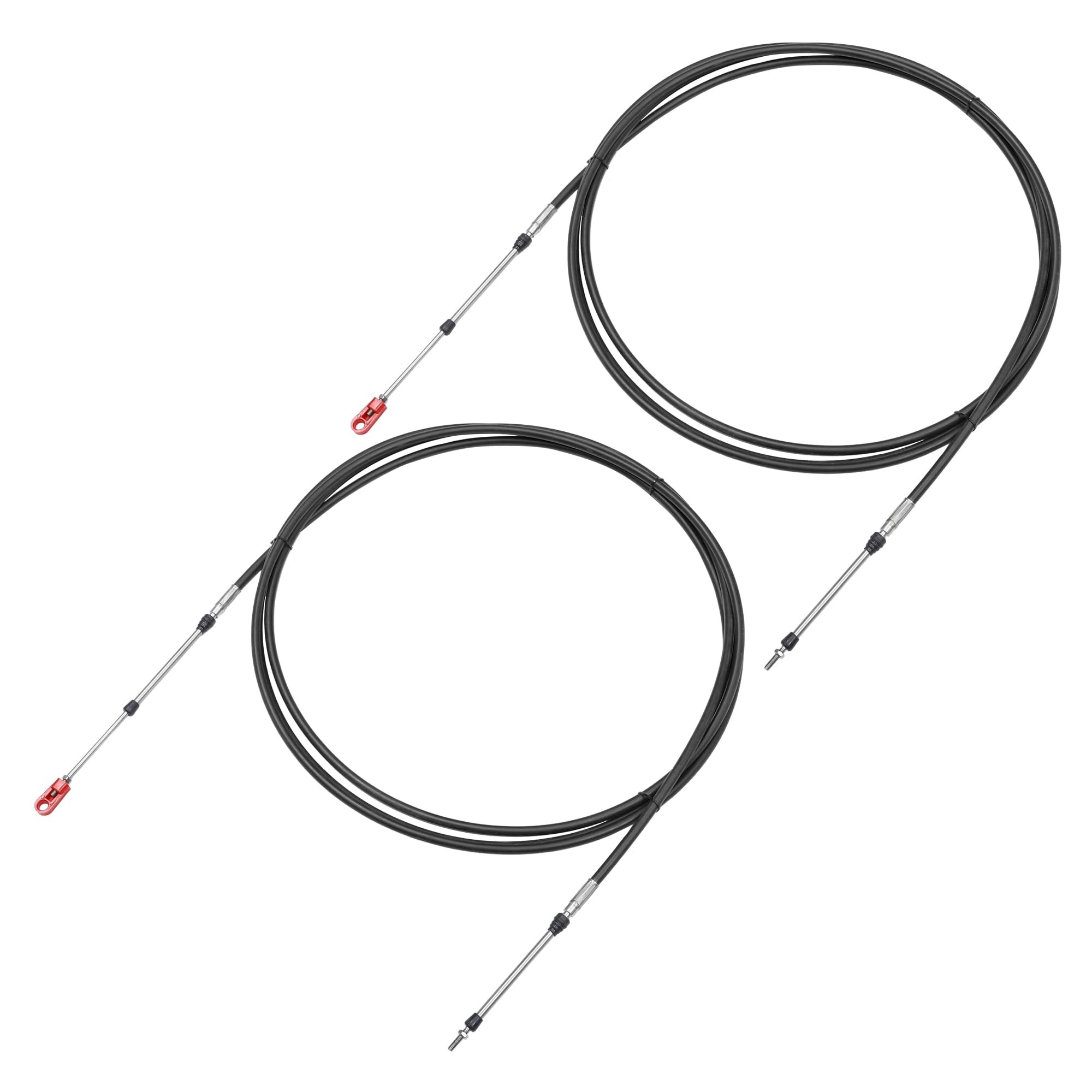 uxcell 2pcs 16ft Marine Throttle Shift Control Box Cable w/Clevis Black