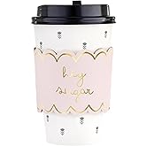 Santa Barbara Design Studio Paper To-Go Cup Set - 8-Count Disposable Coffee Cups with Lids and Sleeves, 16-Ounce, Hey Sugar