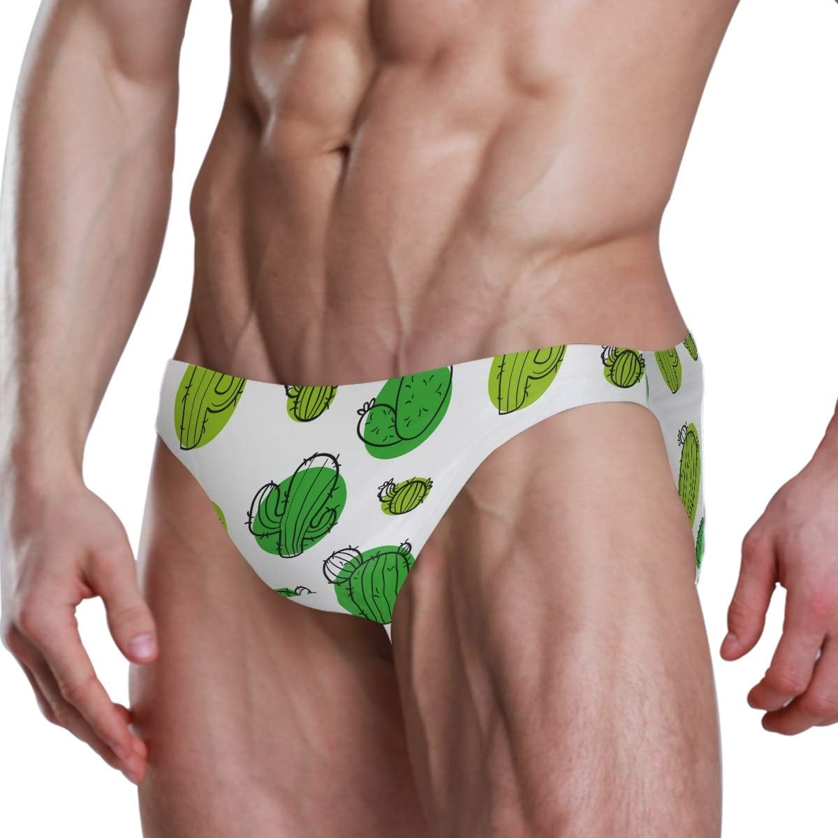MALPLENA Cute Fresh Cactus Mens Swim Briefs Swim Trunk Trunks Swimsuits