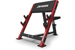 syedee Preacher Curl Bench, Seated Arm Isolated Barbell Dumbbell Bicep Station, Bicep Curl Machine with 2 Bar Holders for Home Gym