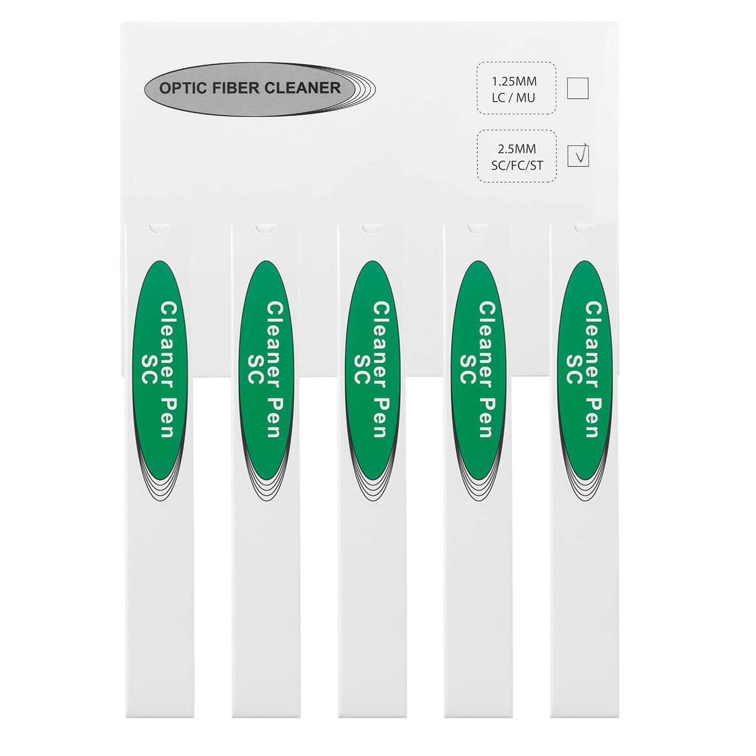 MSDADA 5 Pcs SC Fiber Optic Cleaner Pen for Connectors Cleaning, End Face Smart Cleaner for 2.5mm SC/ST/FC Connectors (White)