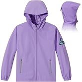 Veridra Kids Rain Jacket with Air Vents Mesh Lined, Hooded Raincoats with Extended Brim for Boys Girls
