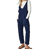 EXLURA Womens High Roller Denim Bib Jumpsuits Casual Loose Sleeveless Baggy Overalls Jeans Pants Jumpers with Pockets