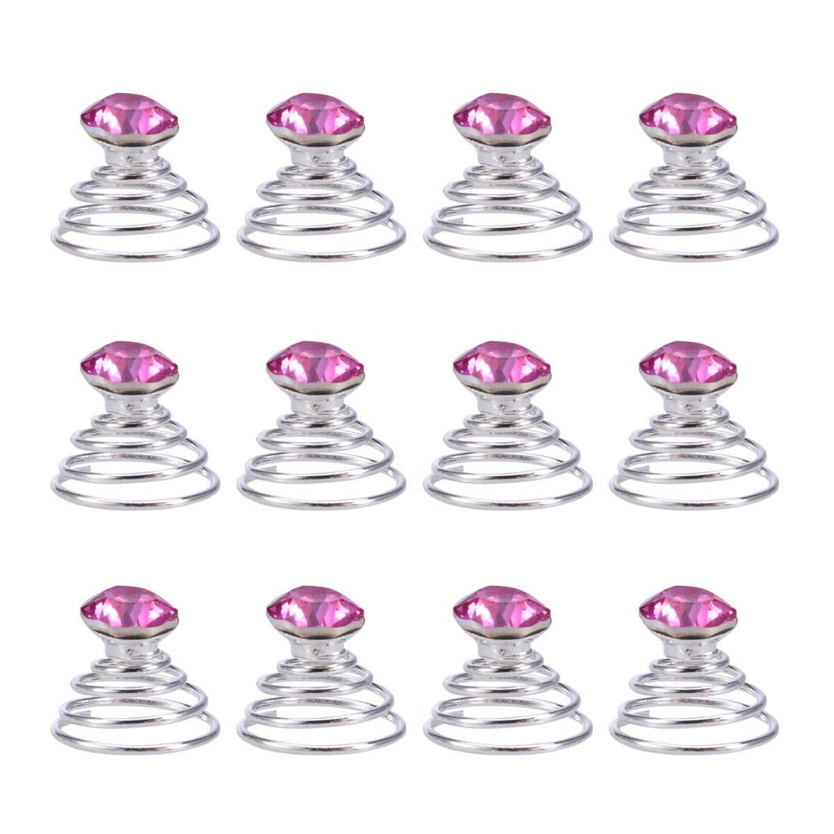Lurrose Bridal Hair Clip 12pcs Rhinestone Hair Clips Bridal Twists Hair Pin Metal Coil Spiral Barrette for Girls Hair (Rosy) Pearl Hair Clip