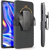 Designed for Motorola One 5G (2020) Case with Belt Clip Holster - Kickstand Cover Phone Case - Black