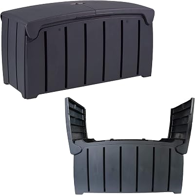 Pluto Packaging Black Extra Large 322L Garden Storage Box Weatherproof Outdoor