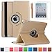 AiSMei Case for 9.7-Inch iPad 5th (2017)/ iPad 6th (2018)/ iPad Air (2015), Rotating Protective Case Cover w/Auto Wake/Sleep Function,Gold