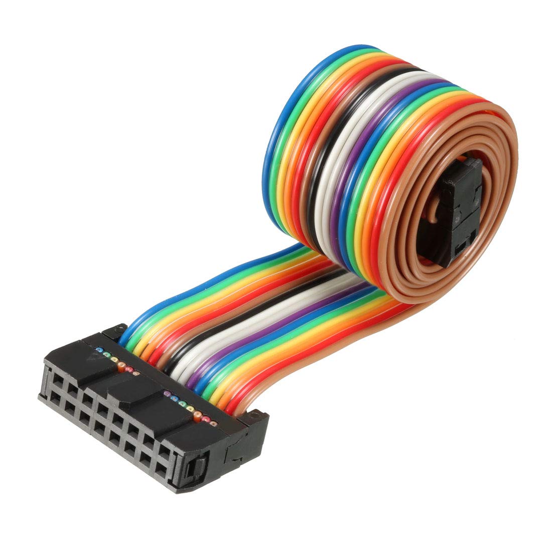 sourcing map IDC Rainbow Wire Flat Ribbon Cable 16 Pins 48cm Length 2.54mm Pitch Type-B