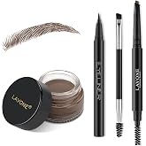 LAVONE Eyebrow Kit, Waterproof Brow Pencil,Pomade,Eyeliner - Light Brunette | 4-in-1 brow kit, long-lasting,smudge-proof, waterproof eyebrow pen, pomade, eye liner, brow brush, creates natural full brows