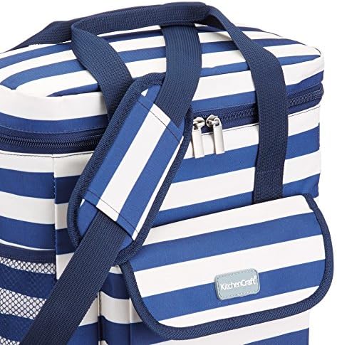 KitchenCraft We Love Summer Nautical-Striped Medium Cool Bag, 12 L (2.5 gal) - Navy Blue/White - Image 4