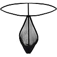 JEERLEEP Men's Mesh See Through Thongs G-String T-Back Bikini Underwear