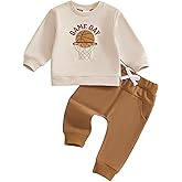 Fufuriprefer Toddler Baby Boy Basketball Outfit Game Day Long Sleeve Sweatshirt Solid Jogger Pant Set Spring Clothes