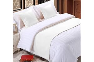 Lotus Bedding 800 Thread Count Solid 1 Piece 18" Bed Runner Scarf Protector Slipcover Bed Decorative Scarf (King (102 X 20),White)