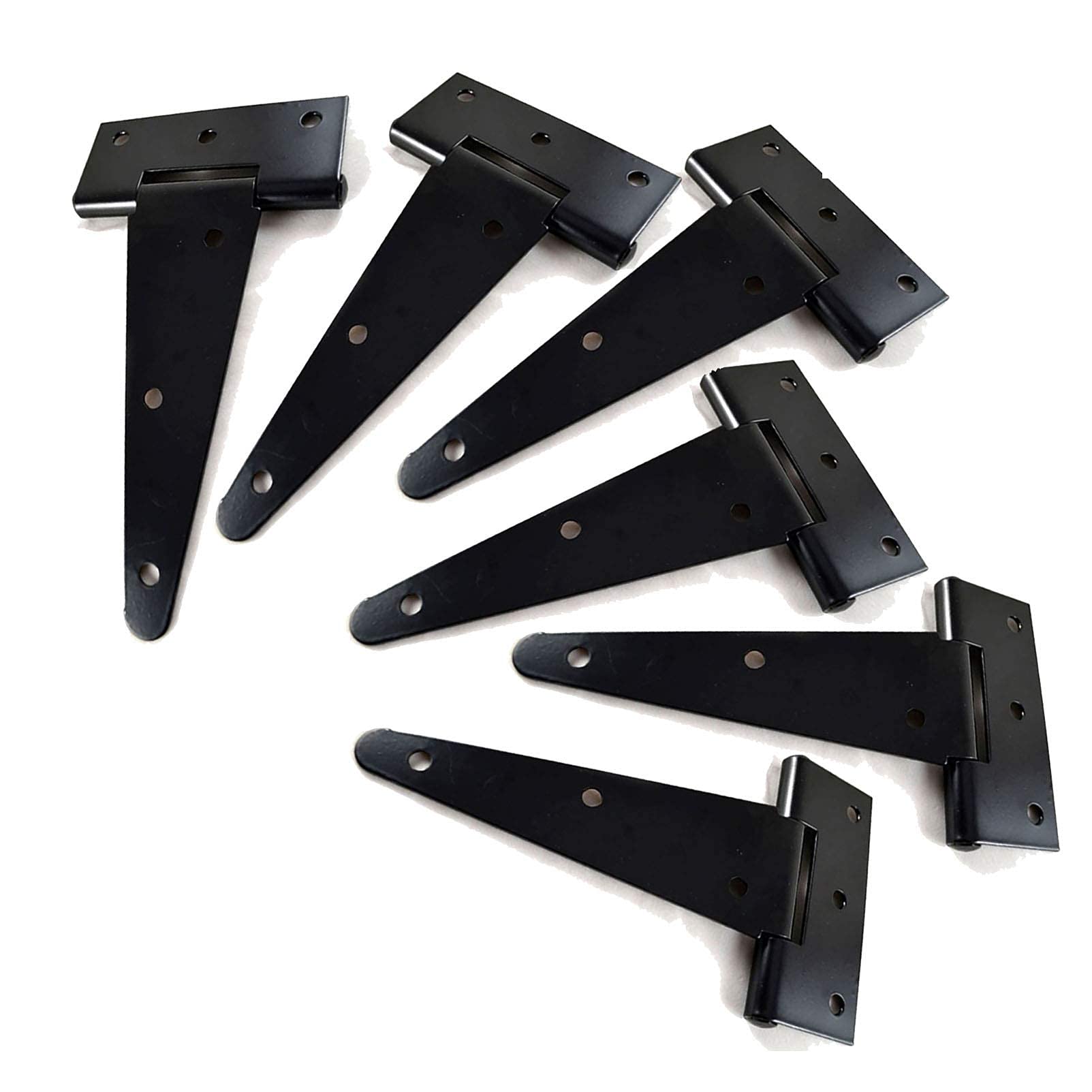 TamBee Gate Hinges Light Duty Shed T Hinges Black Metal Strap Tee Hinges for Wooden Barn Gates Shed Doors Fence Hinges 6PCS (150mm/6inch)