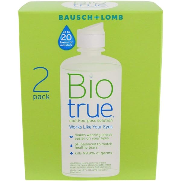 BAUSCH AND LOMB BIOTRUE SOFT CONTACT LENSE & SILICONE HYDROGEL LENSE MOISTURIZING SOLUTION 10 OZ, 2 TWIN PACKS
