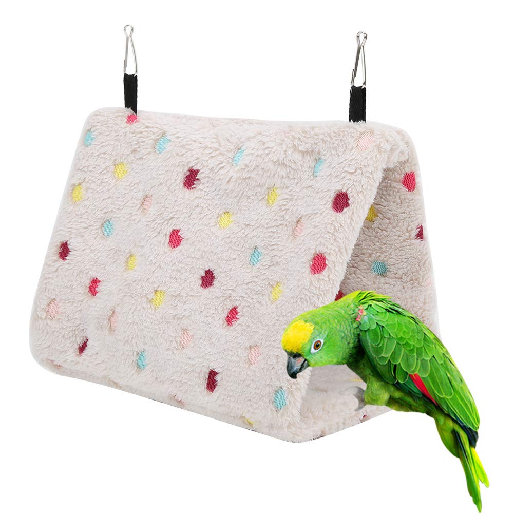 Pssopp Winter Warm Plush Bird Nest Hammock Hamster Hanging Bed Cave Cage for Parrot Budgie Parakeet Cockatiel Conure Sugar Glider(M)