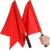 GANAZONO 2Pcs Referee Flag Stainless Steel Hand Flag Red Sponge Handle Special Patrol Linesman Performance Official for Sports Events Soccer Volleyball Football Track