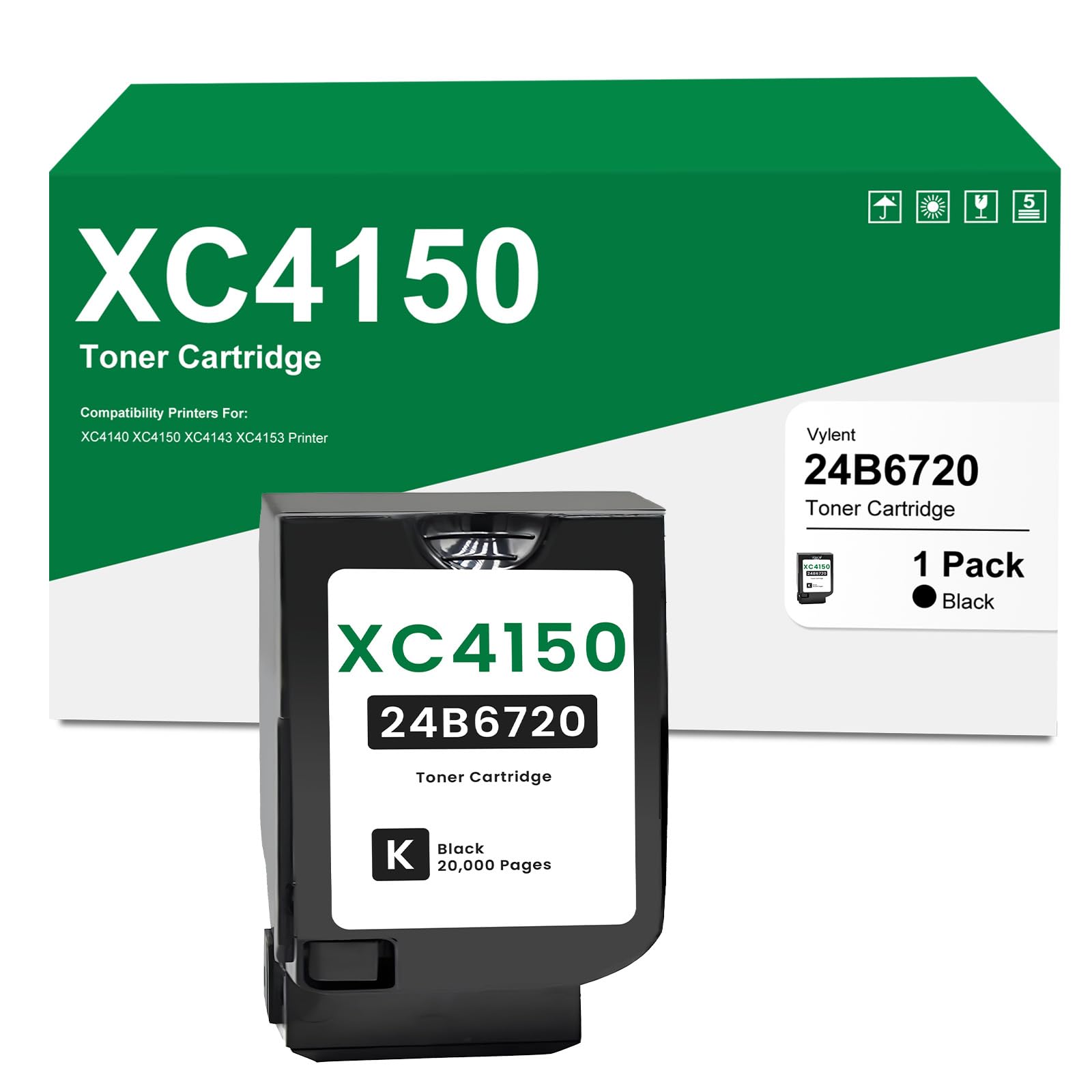 Photo 1 of XC4140 XC4150 Black Toner Cartridge High Yield Replacement for Lexmark 24B6720 Toner Cartridge for XC4140 XC4150 XC4143 XC4153 Printer Ink 1-Pack