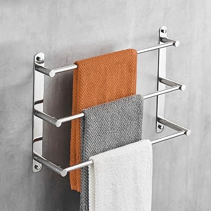 Toallero de acero inoxidable de 3 niveles, estante de barra ...