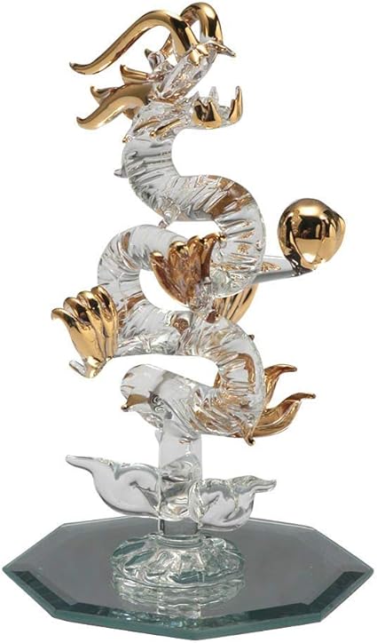 Amazon 1個 手づくりガラスの昇り龍1個 中国製 ガラス 置物 かっこいい 金 部屋 龍 1組 15cm高 縁起物 飾り 玄関 運気アップ 玉 鏡 八角父の日 父の日ギフト ギフト プレゼント 贈り物 こだわり食器と雑貨のお店irodori 置物 オブジェ