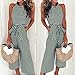 PRETTYGARDEN 2018 Women's Striped Sleeveless Waist Belted, Green, Size Medium
