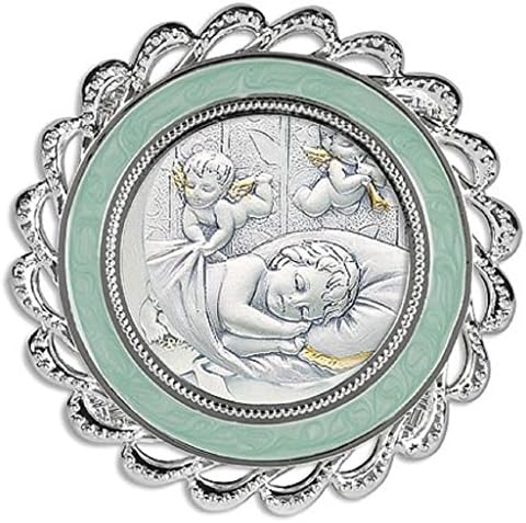 3 Inches Diameter Guardian Angels At Bedside Crib Medal Blue Boys
