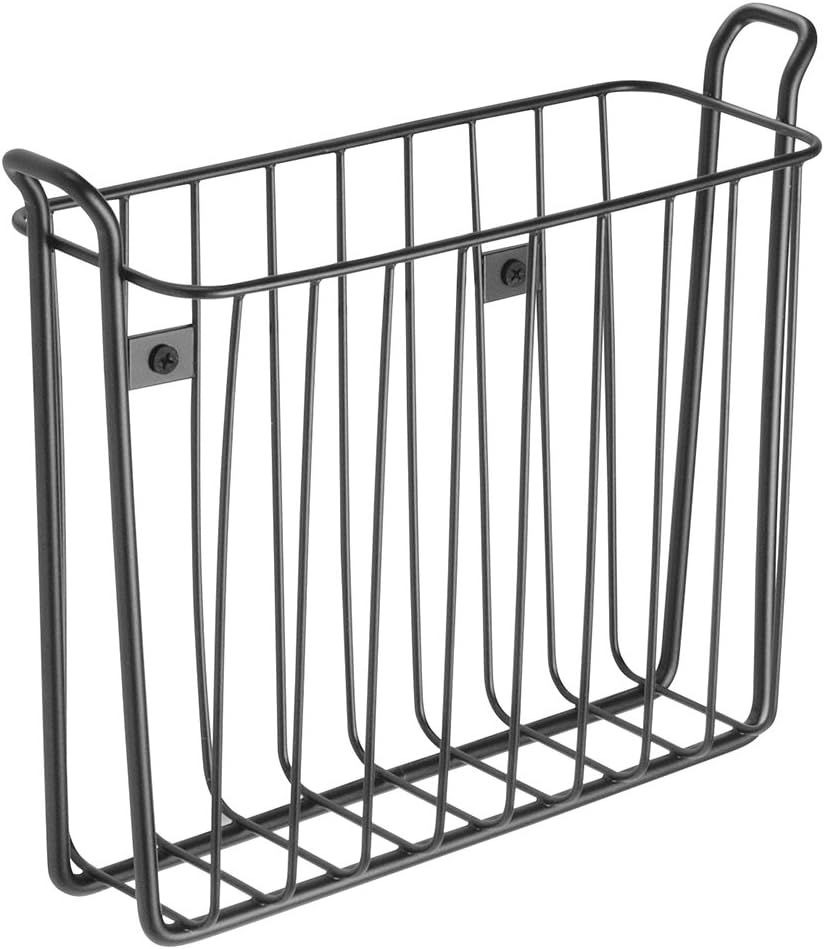 InterDesign Classico Magazine Rack, Wall Mounted, Ideal Bathroom Storage Solution, Made of Metal, Matte Black