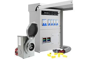 SEEKDESI Upgraded 30 Amp 6 Circuit Transfer Switch Kit for Generator with 2 Digital Display Energy Meter with NEMA L14-30p Optional Power Inlet, IP 67 Waterproof, PreWired, for Indoor and Outdoor Use