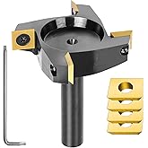 SpeTool 4 Wings Coated Carbide Insert CNC Spoilboard Surfacing Router Bit 1/2" Shank 2-1/2" Cutting Diameter, Include 4 Addit