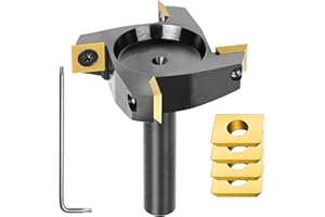 SpeTool 4 Wings Coated Carbide Insert CNC Spoilboard Surfacing Router Bit 1/2" Shank 2-1/2" Cutting Diameter, Include 4 Addit