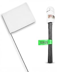 White Flags for Marking Yard - 4x5x15 Inch