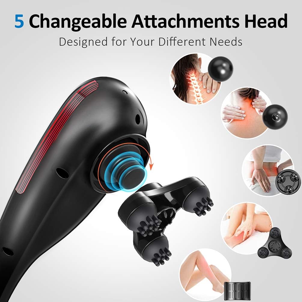 RENPHO Cordless Handheld Back Massager, Rechargeable Electric Deep Tissue Percussion Muscle Massager for Neck Shoulder Leg Foot Joint Pain Relief, Portable Vibrating Massager for Full Body Home Office: Health & Personal Care